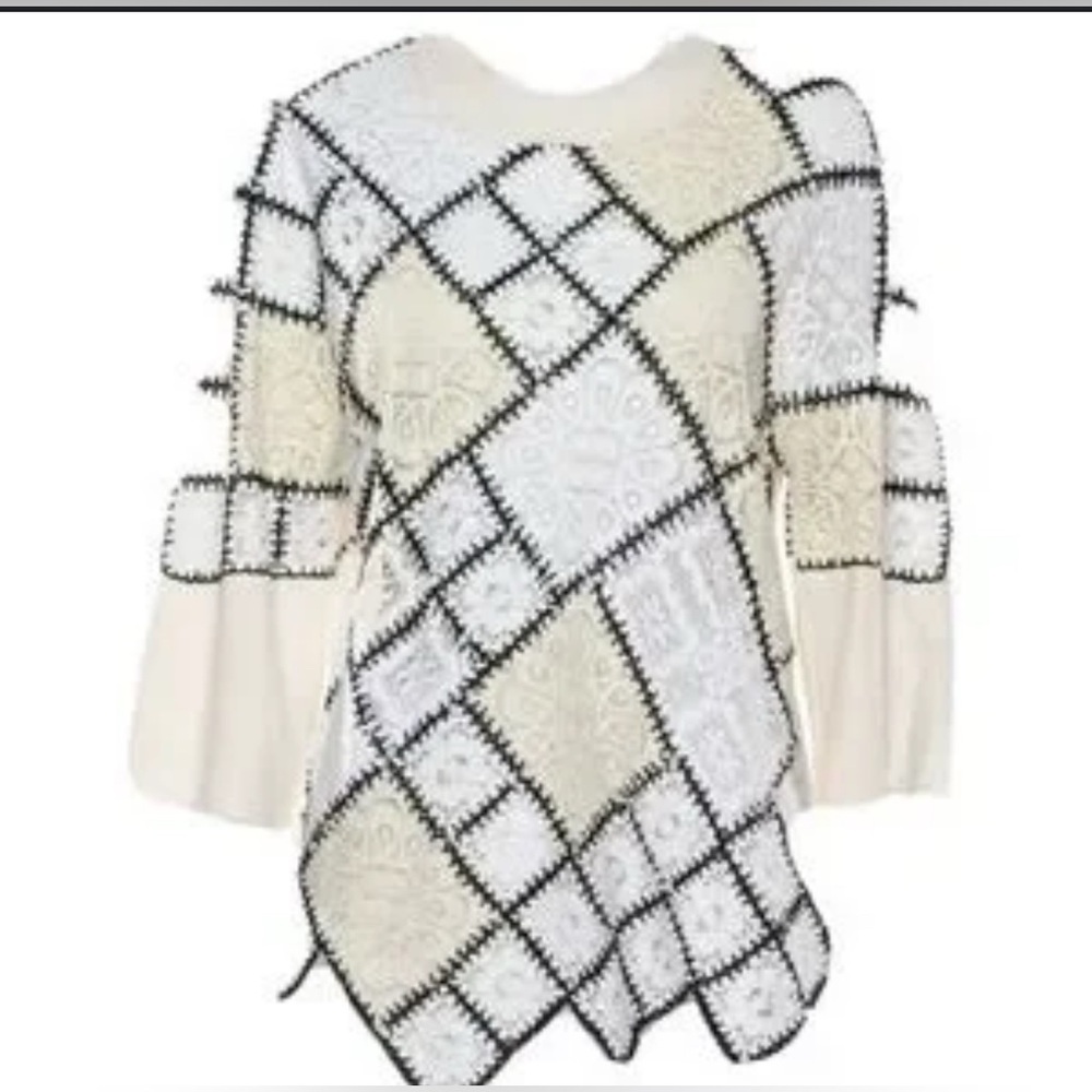 Oscar Dela Renta Chic Black and White Lace Top size M - Picture 2 of 12
